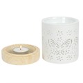 Matte Ceramic Butterfly Oil Burner/Wax Melter with Two Free Packs of Melts