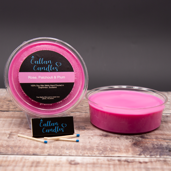 Callan Candles Rose, Patchouli & Plum 220 gram Mighty Bliss Soy Wax Pod