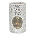 Silver Crackle Oil Burner/Wax Melter with Two Free Packs of Melts
