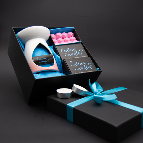 3 Month Subscription Gift Box With Teardrop Ceramic Melter and 3 Boxes of Scented Wax Melts